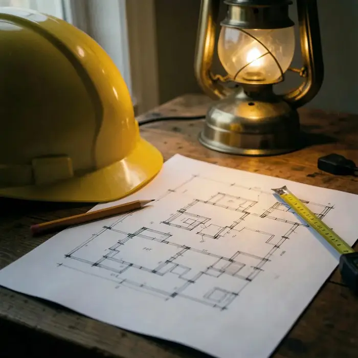 Plans de maison sur le bureau de l'architecte