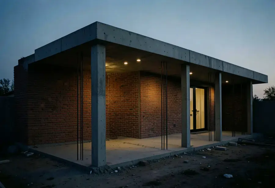 Structure en béton d'une maison en construction au Maroc